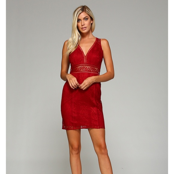 Short Burgundy Lace Dress NWT party dress - Picture 3 of 4